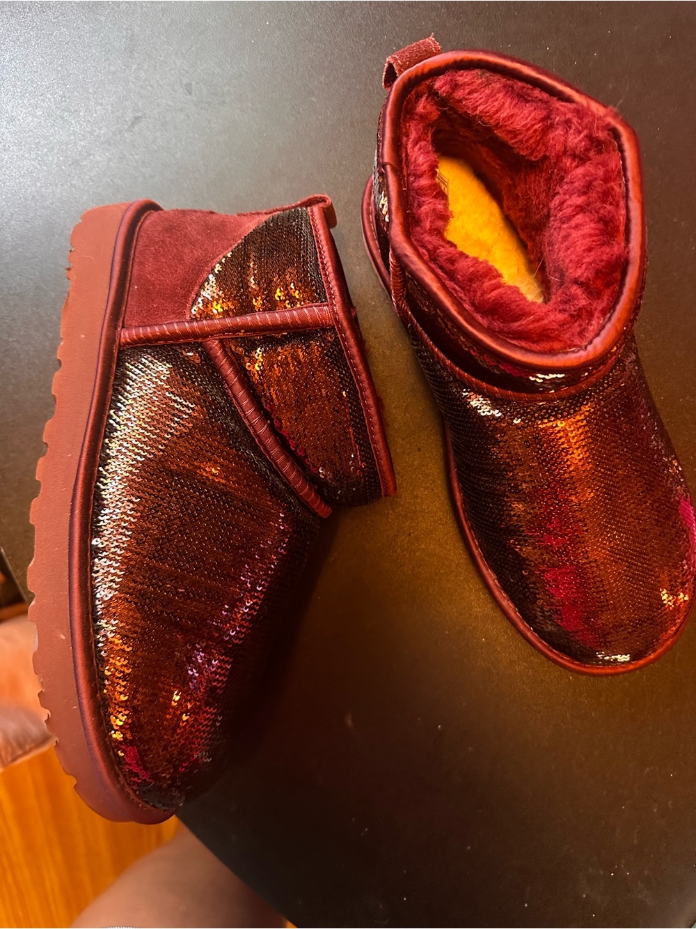 UGG  Burgundy Sequin Suede Boots women size 9 - Picture 10 of 12